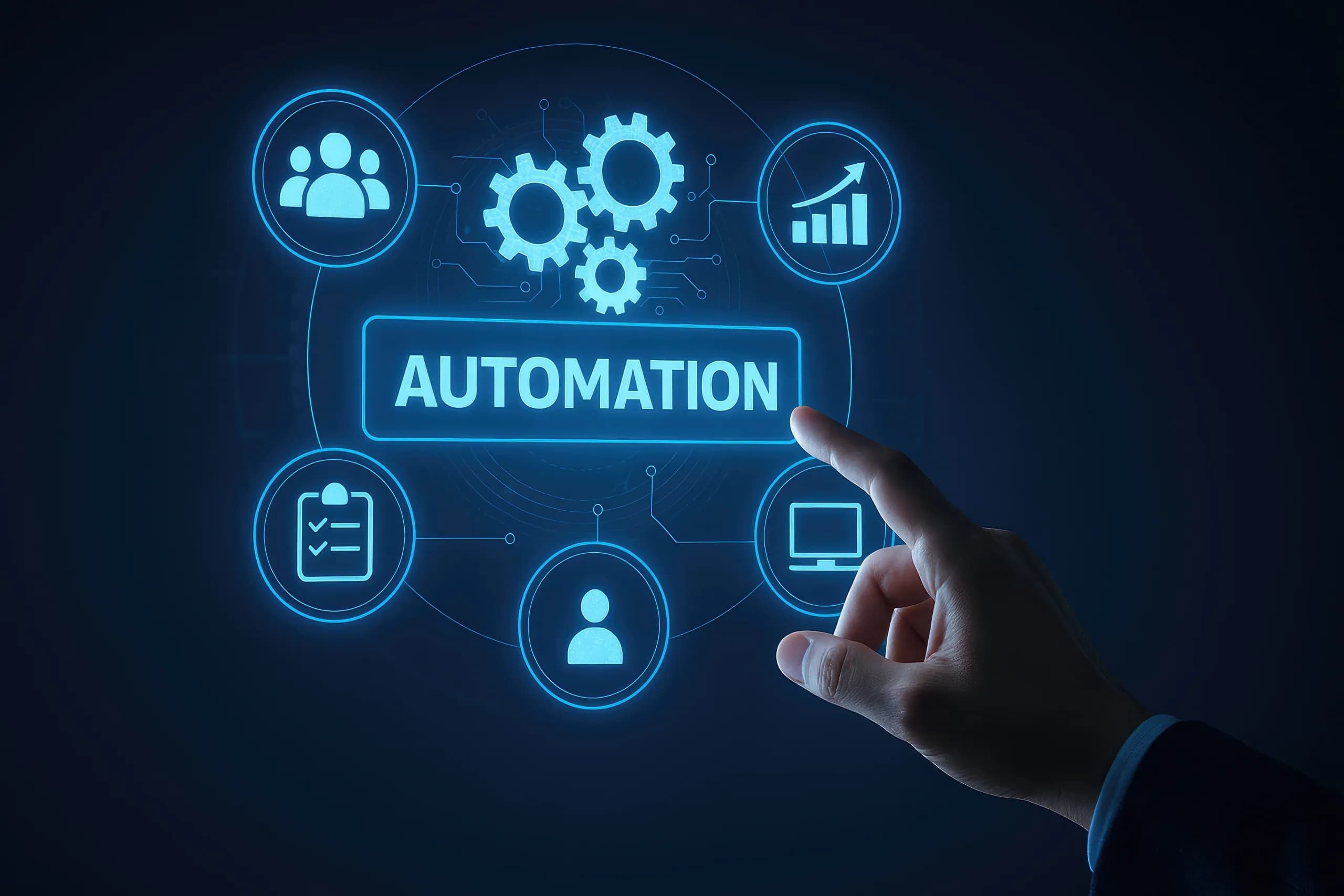 An operations team reviewing an automated process on screen, weighing RPA vs custom automation for the workflow