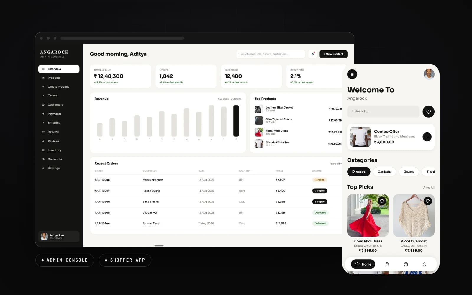 Angarock — admin console and shopper app
