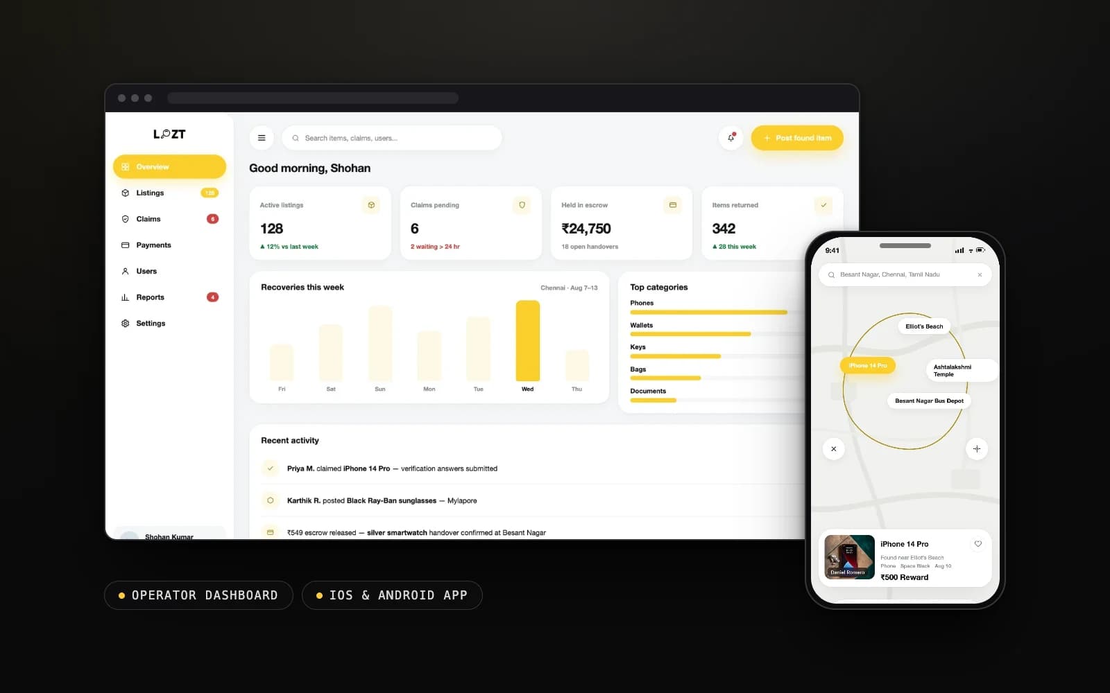 Loztapp — operator dashboard and mobile app