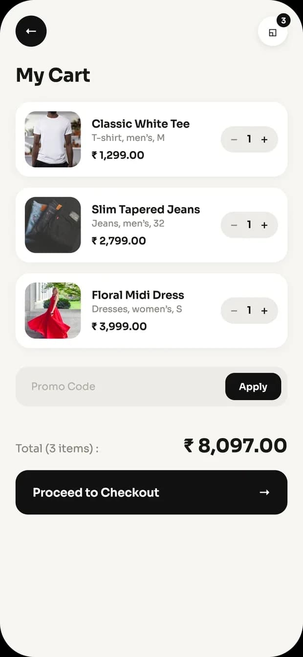 Shopper app — cart