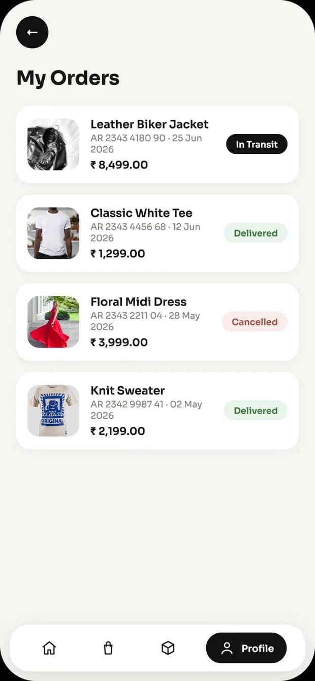 Shopper app — my orders