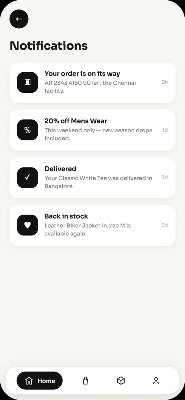 Shopper app — notifications