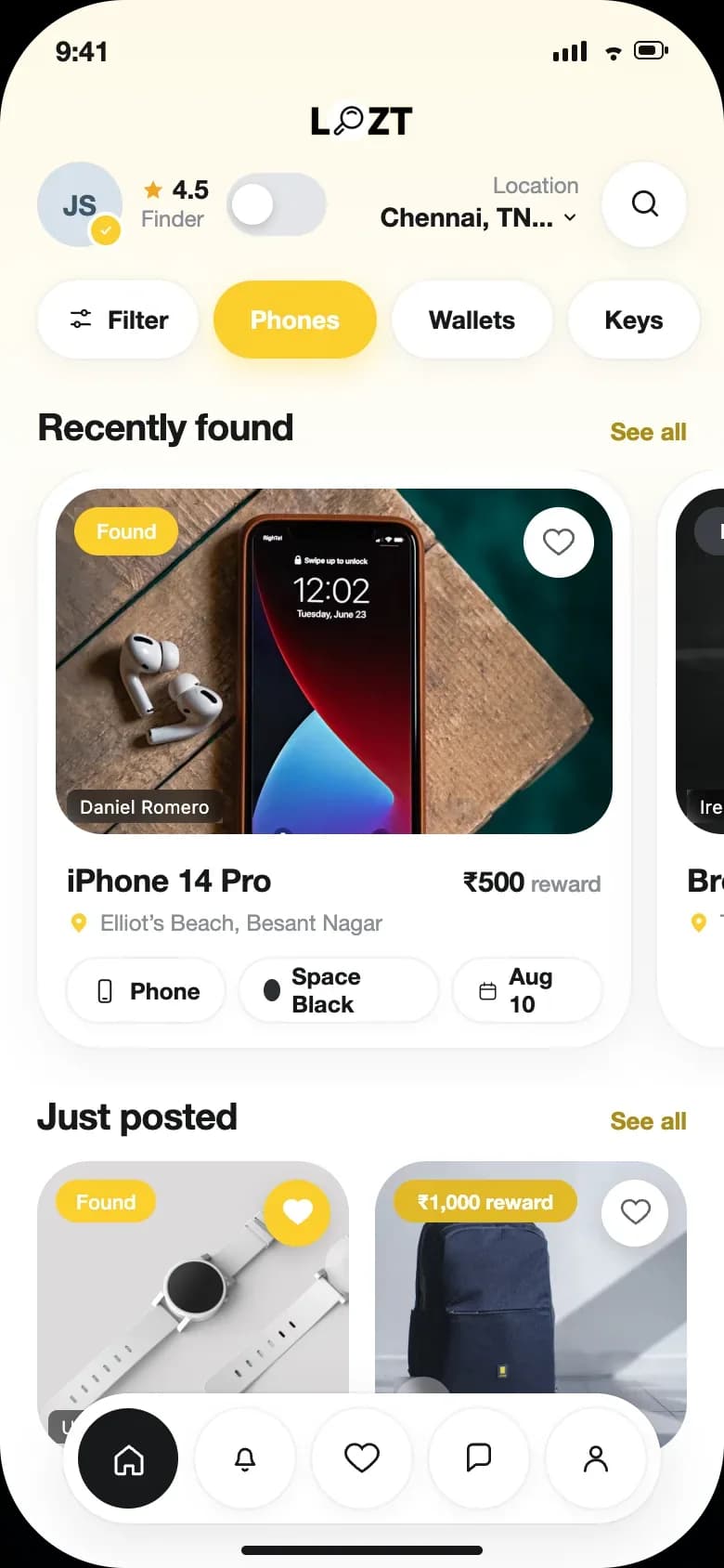 Mobile app — home