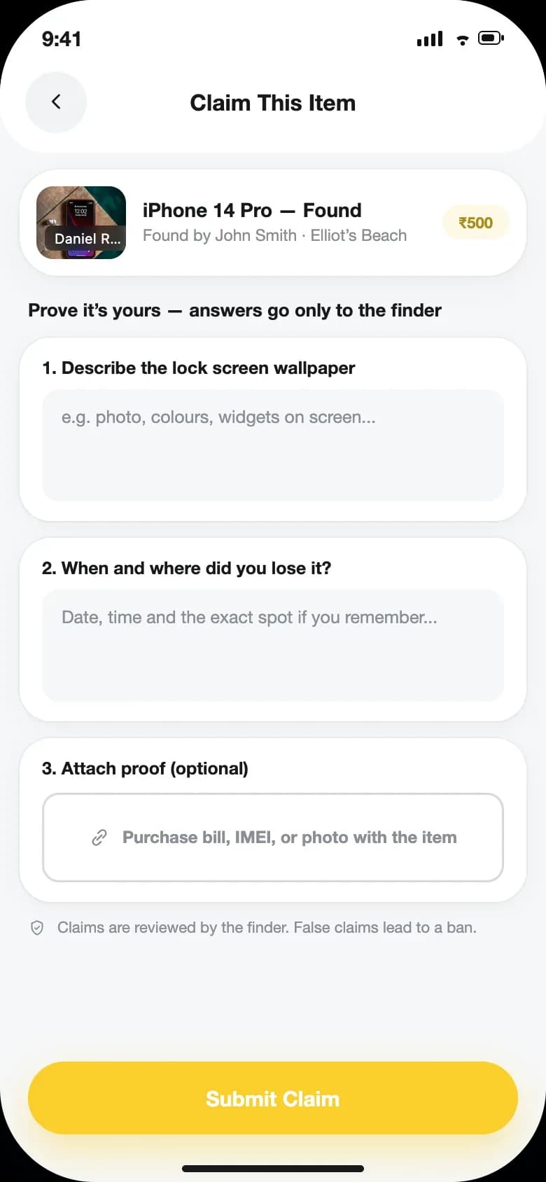 Mobile app — claim this item