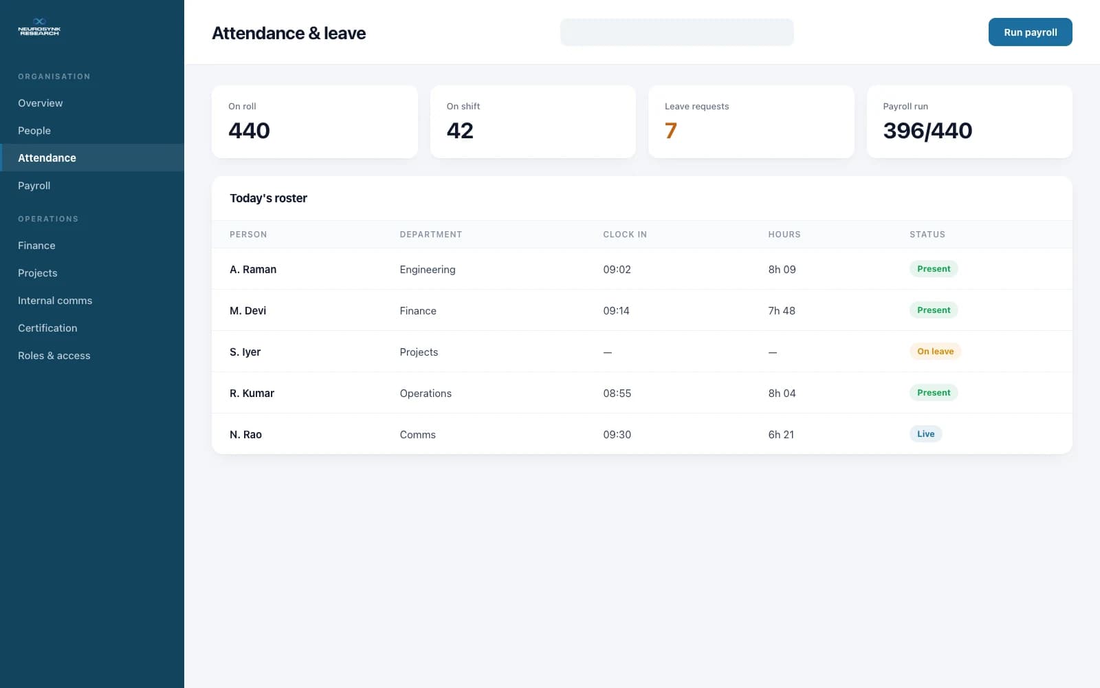 Attendance and leave