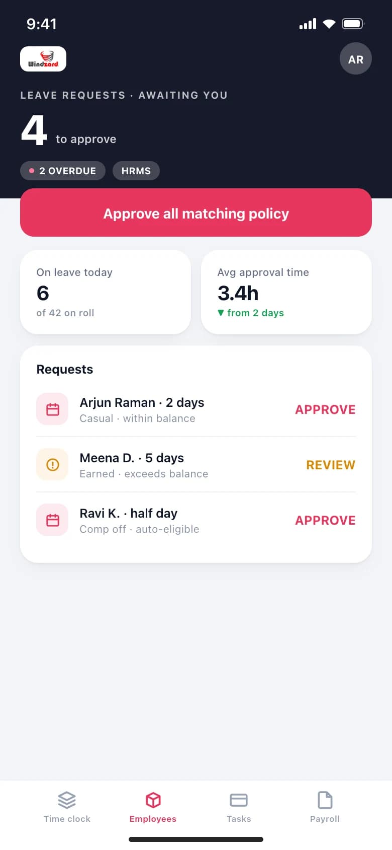 Windzard app — approvals