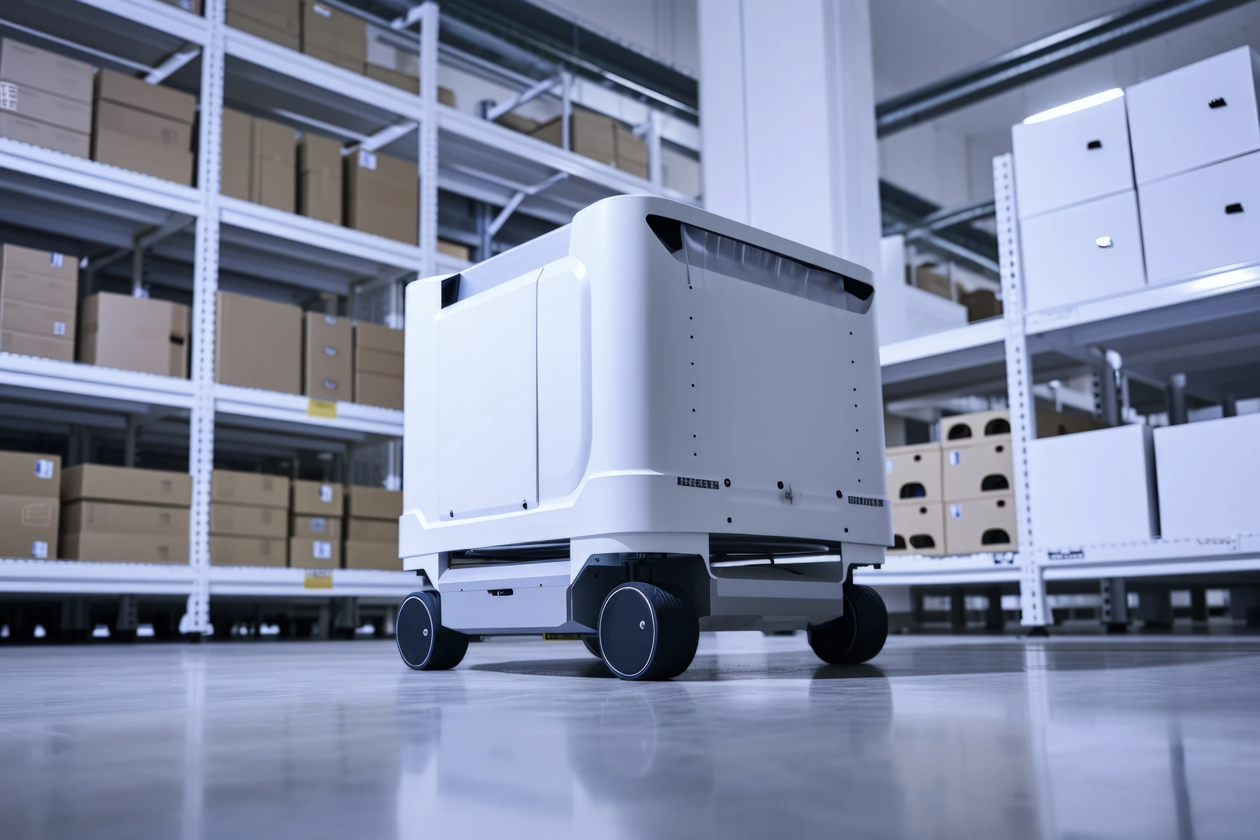 Autonomous cargo robot on a distribution centre floor